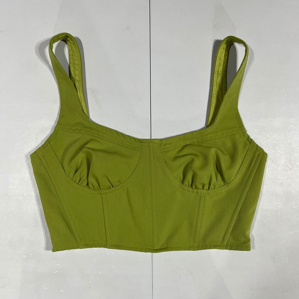 LA Hearts Renfair Boho Fairy Grunge Chartreuse Green Bustier Crop Top Corset XS